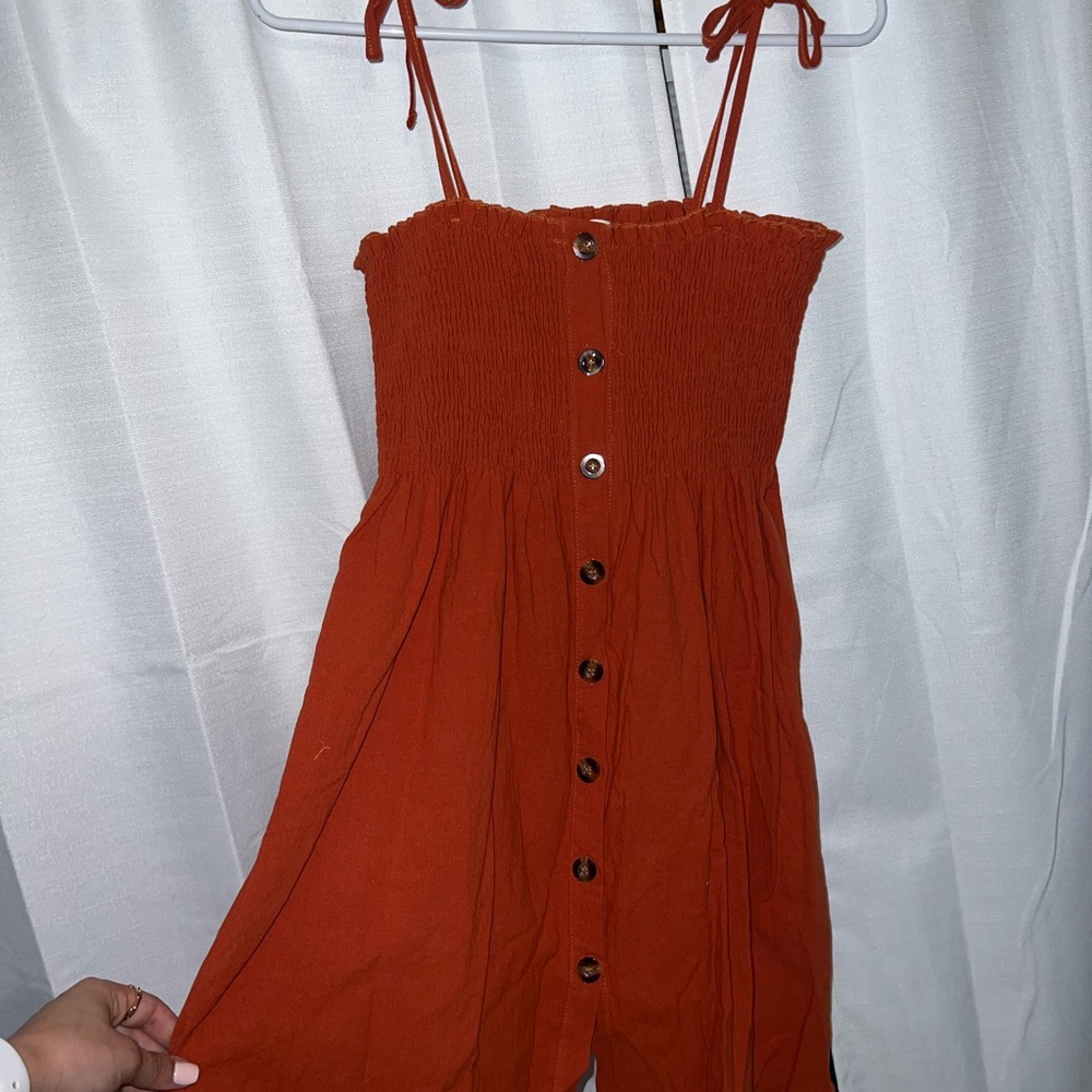 Rust Orange Button-Down Dress